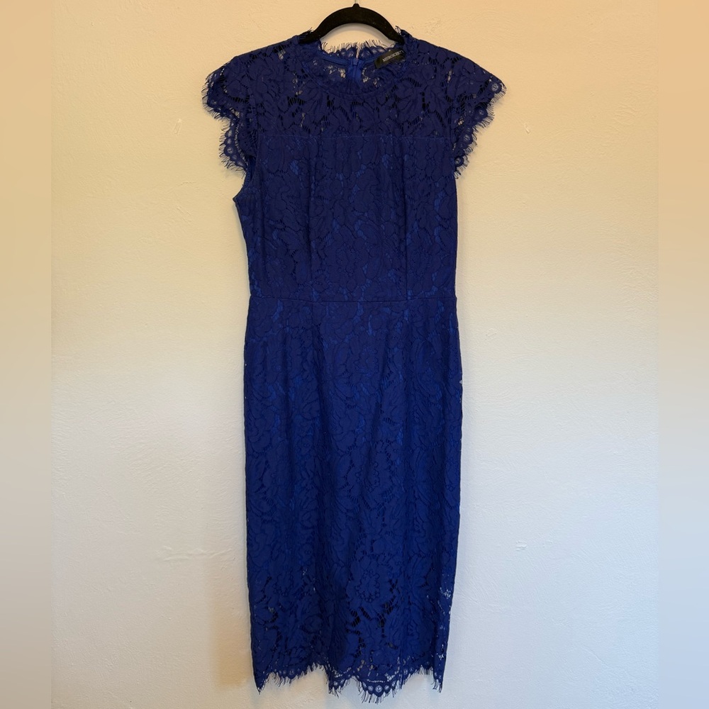 Navy Blue Cap-sleeves Midi Dress for Weddings